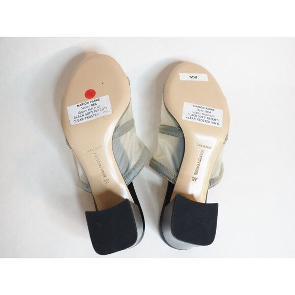 Marion Parke Black Patent Leather & Sheer Plastic Paneled Heels, Size 7 (US) 37 - Picture 10 of 13